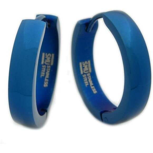 Curved Face Round Hoop Men Earrings Blue For Men